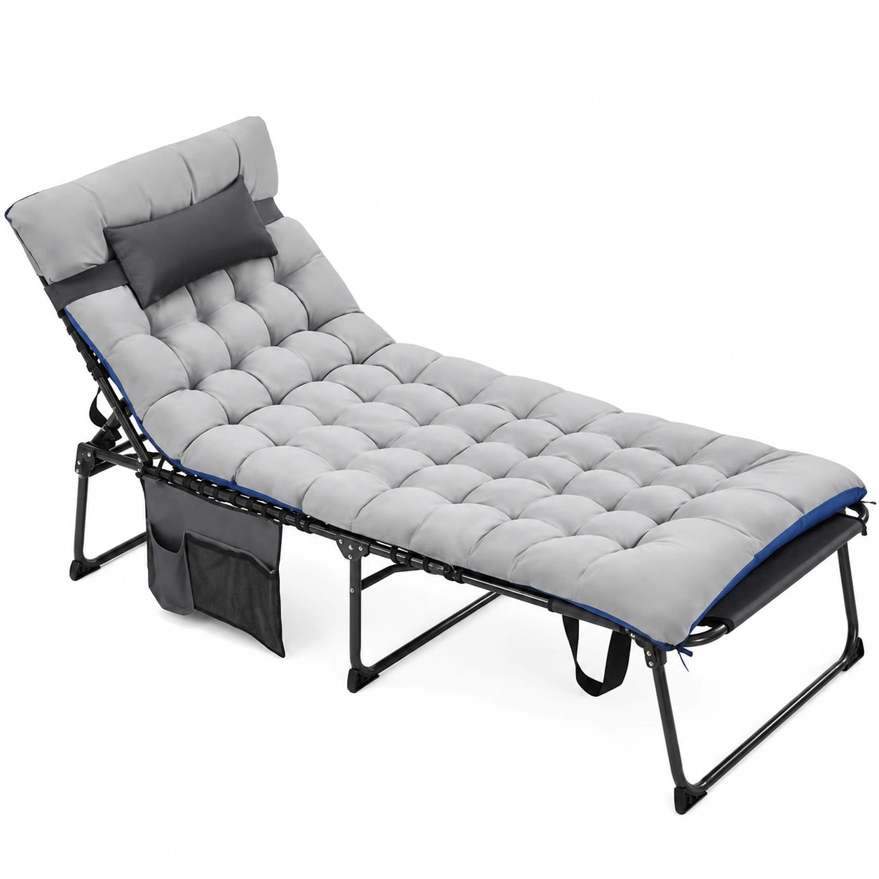 Chaise Longue Inclinable de Jardin avec Matelas et Appuie-tête