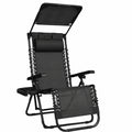 Chaise Longue Pliable avec Dossier Réglable et Pare-Soleil