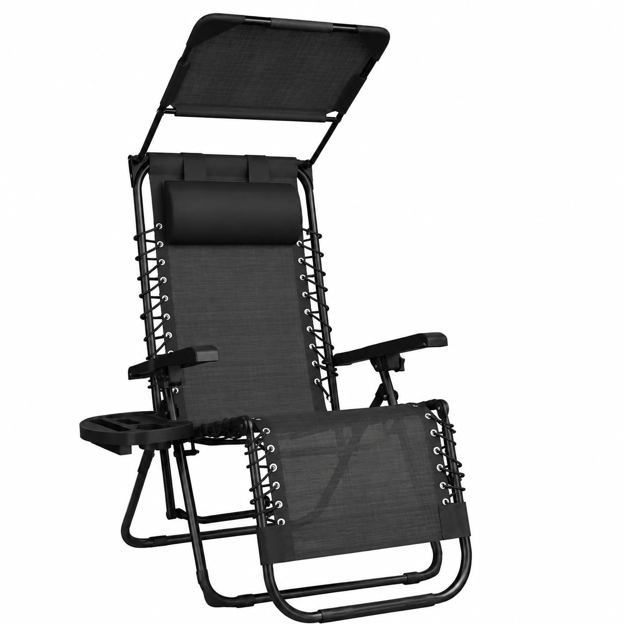 Chaise Longue Pliable avec Dossier Réglable et Pare-Soleil