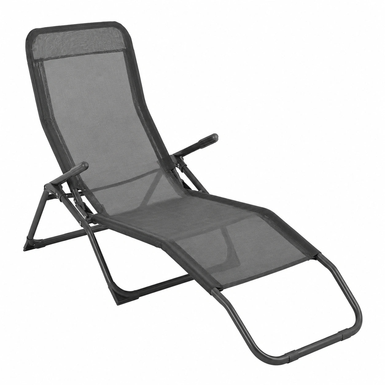 Transat Pliable en Acier Gris avec Confort Optimal