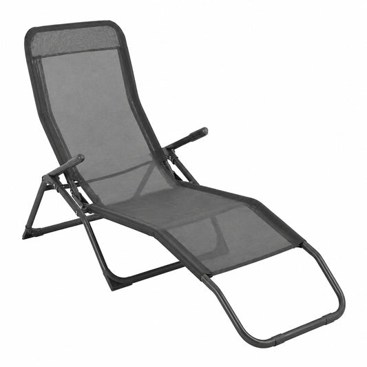 Transat Pliable en Acier Gris avec Confort Optimal