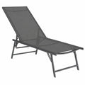 Lot de 2 chaises longues de jardin inclinables en acier et toile grise