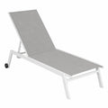 Lot de 2 Chaises Longues en Aluminium Blanc et Textilène Taupe