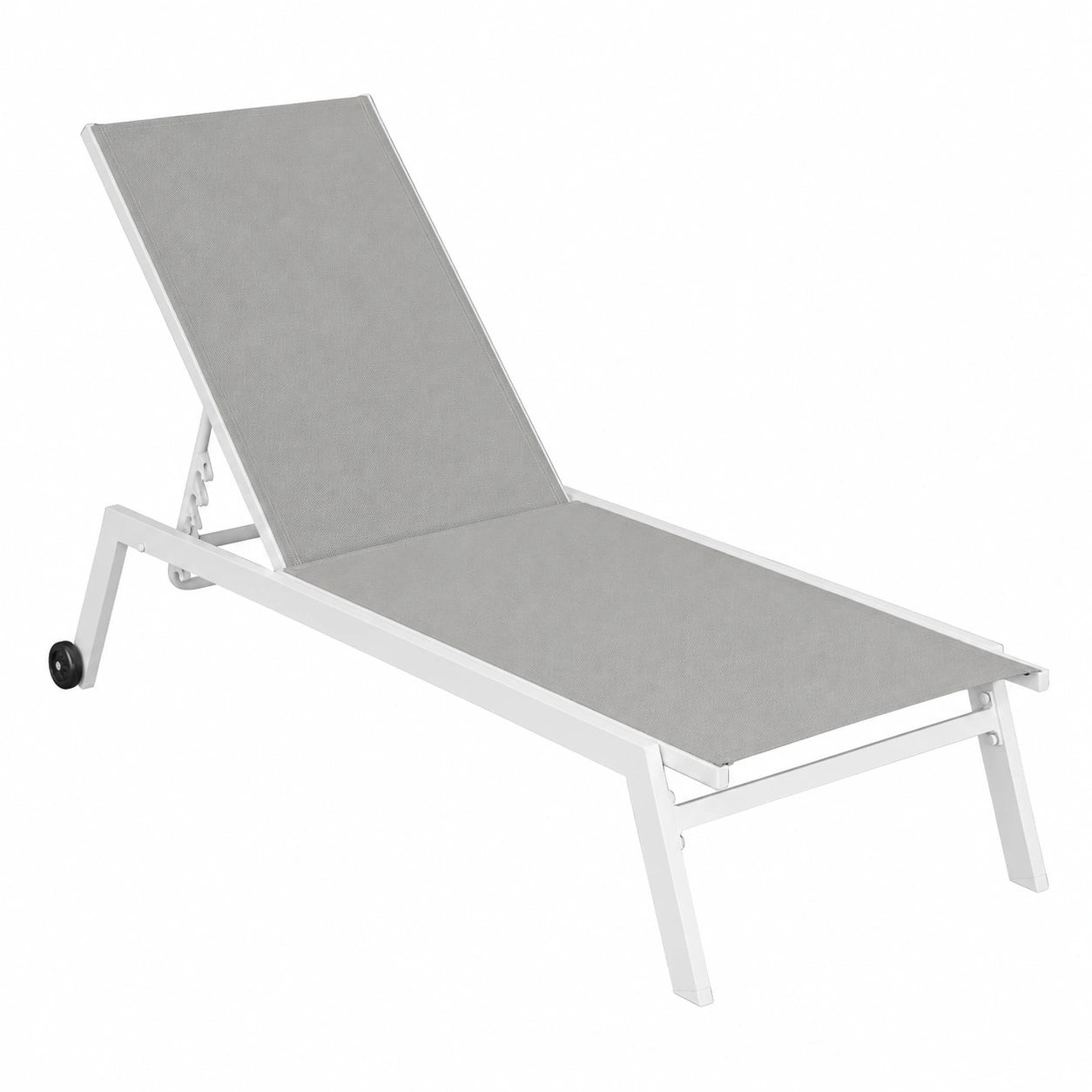 Lot de 2 Chaises Longues en Aluminium Blanc et Textilène Taupe