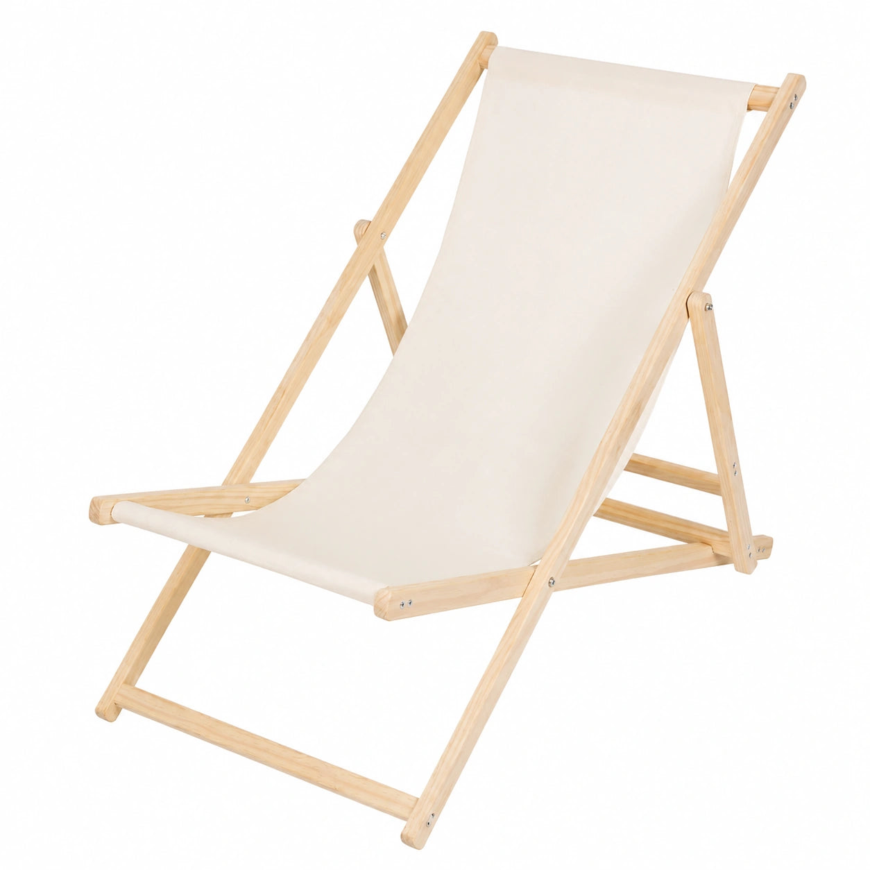 Chaise longue en bois pliable pour jardin et balcon - Beige
