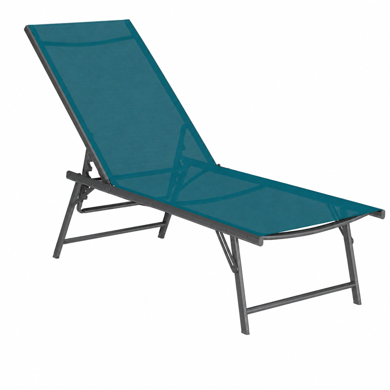 Lot de 2 chaises longues de jardin inclinables en acier et toile colorée