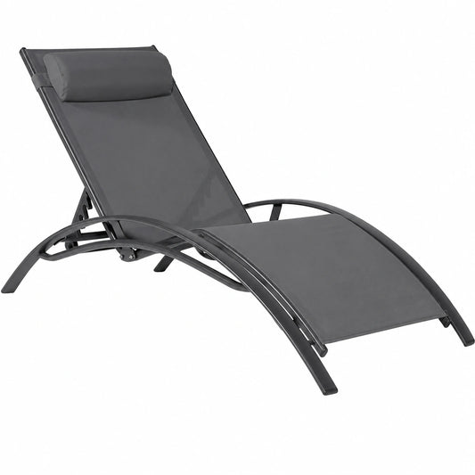 Lot de 2 chaises longues multi positions en textil¨¨ne gris pour ext¨¦rieur