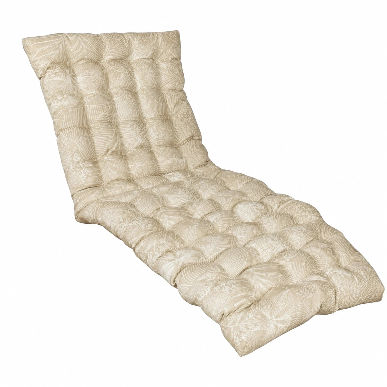 Coussins Matelassés Bicolores pour Bain de Soleil 190x60 cm, Tissu Déperlant Beige Imprimé/Uni