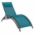 Lot de 2 chaises longues inclinables en acier et toile avec coussin
