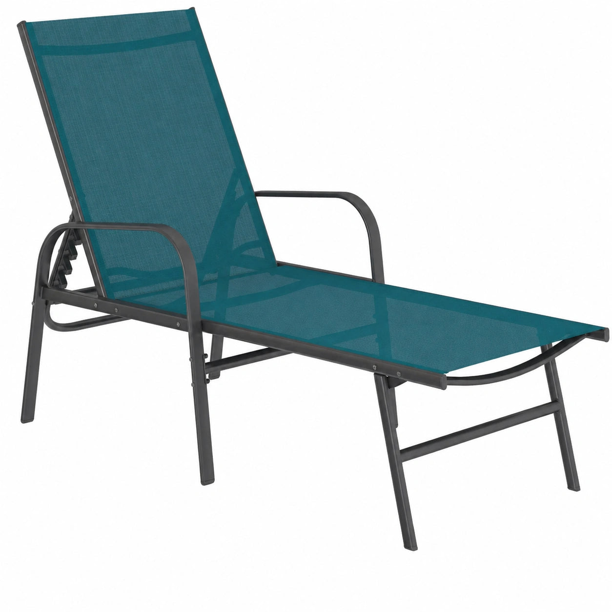 Lot de 2 chaises longues de jardin inclinables en acier