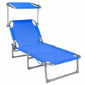 Lot de 2 chaises longues pliables avec pare-soleil inclinable, charge max 110 kg, bleu