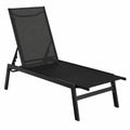 Lot de 2 chaises longues ajustables en textilène et métal - Noir
