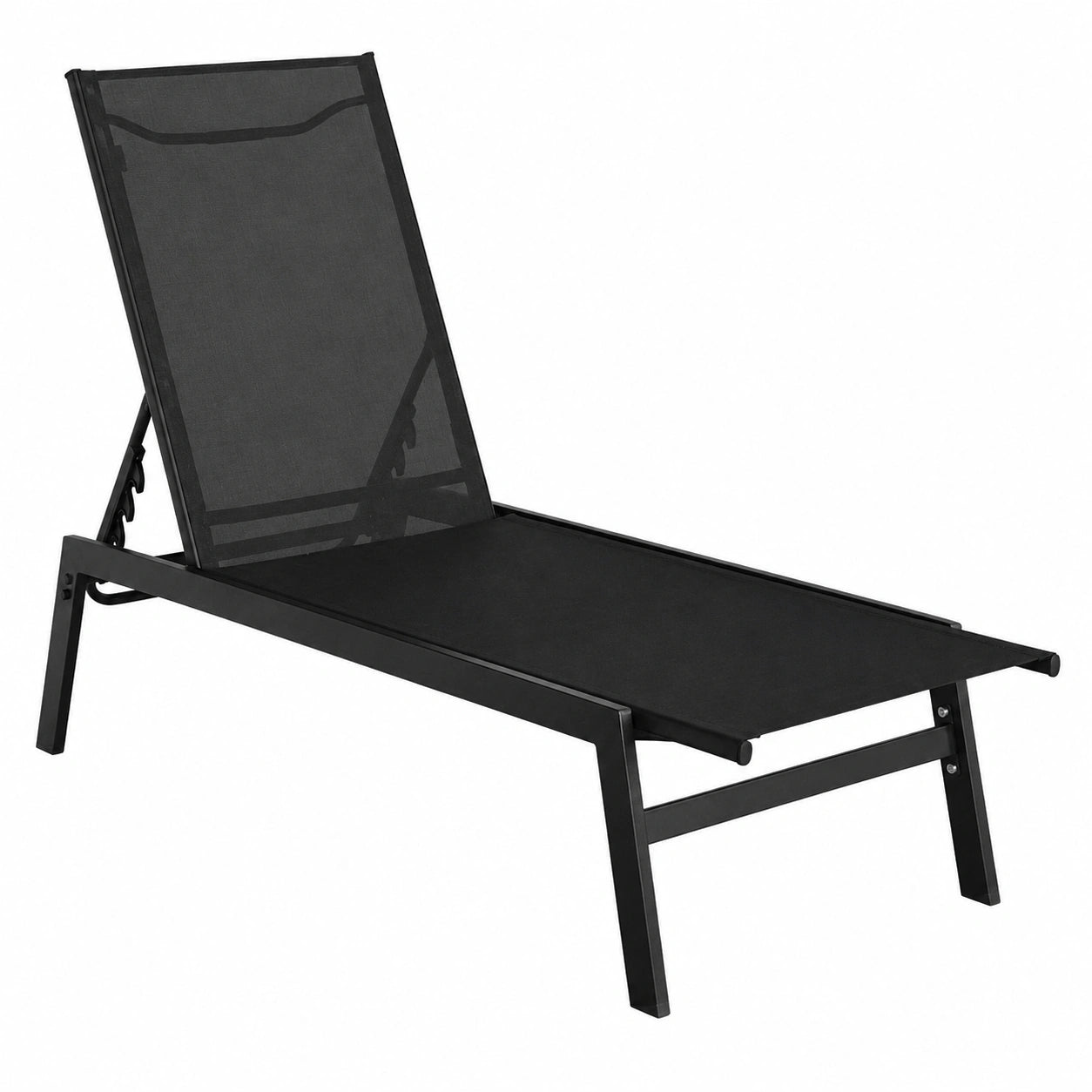 Lot de 2 chaises longues ajustables en textilène et métal - Noir