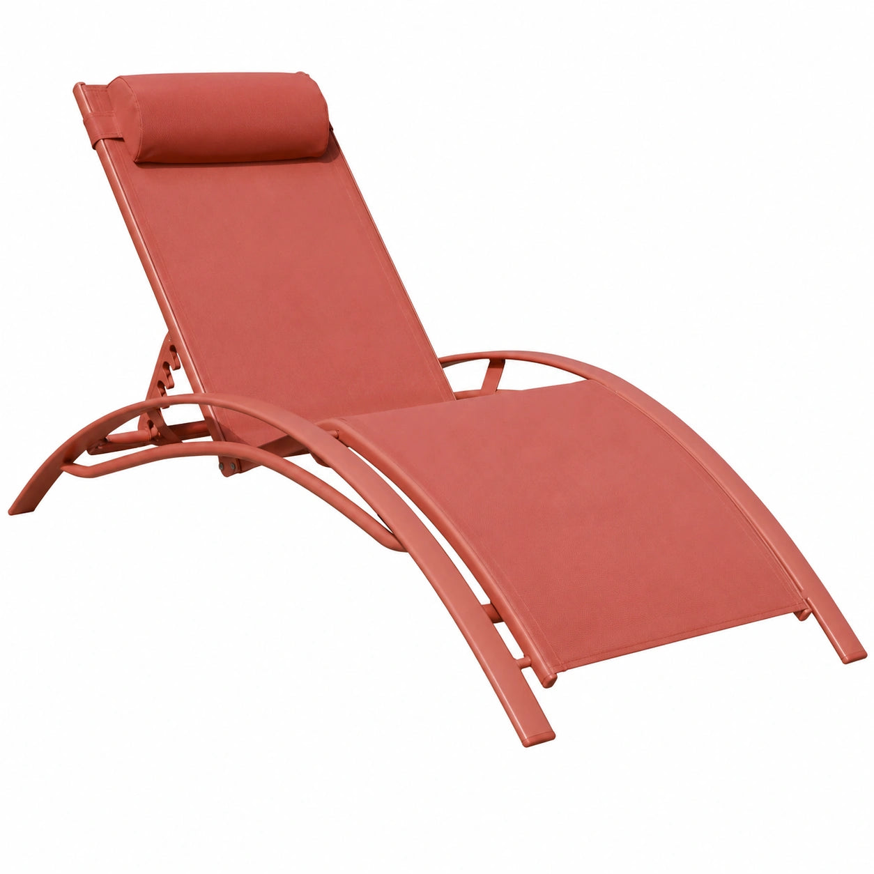 Lot de 2 chaises longues en textilène terracotta multi-positions