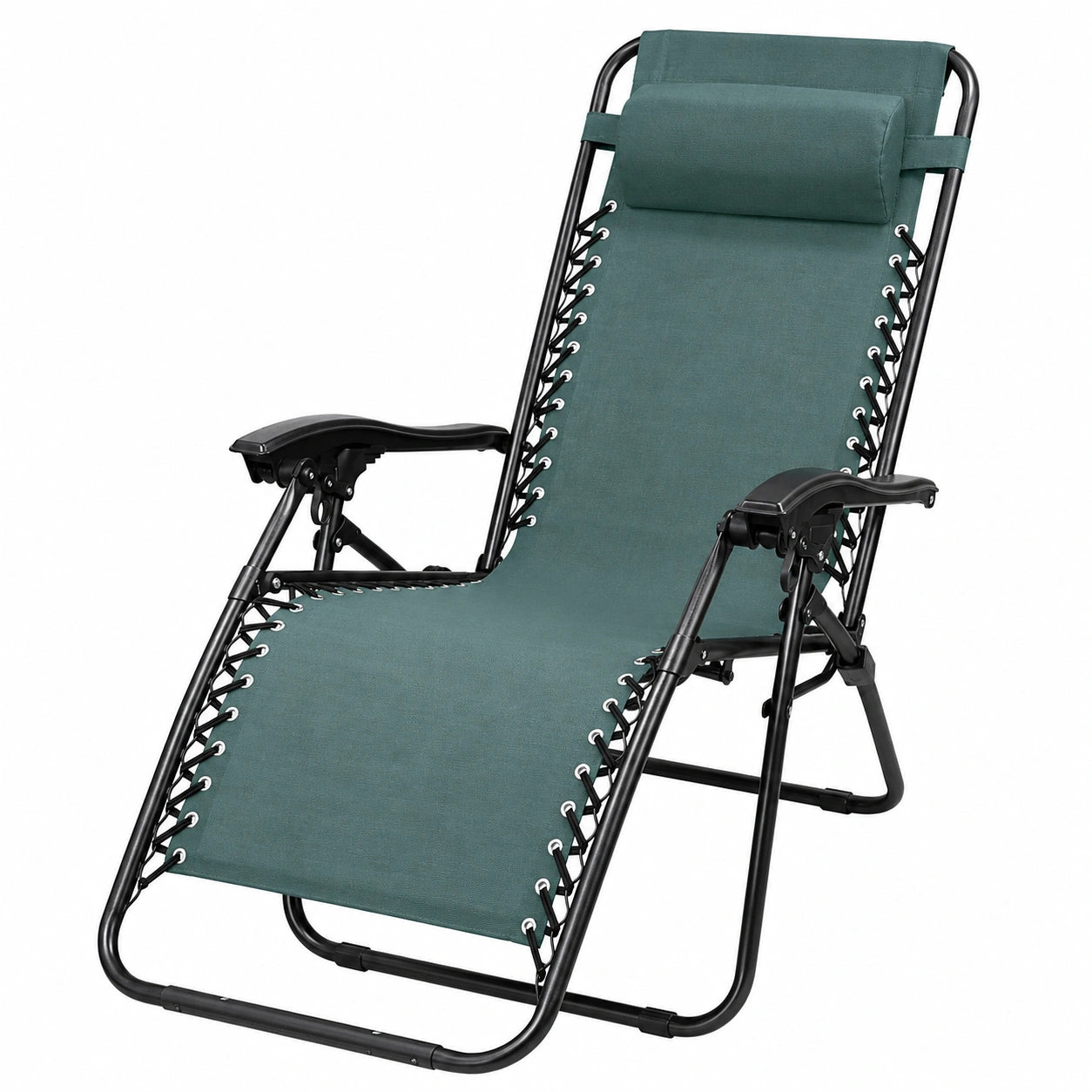 Chaise Longue Pliable de Jardin avec Accoudoirs Réglables, Vert