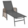 Lot de 2 chaises longues de jardin inclinables en acier anthracite