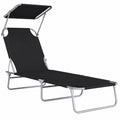 Chaise Longue Pliable Confortable avec Dossier Réglable et Pare-Soleil
