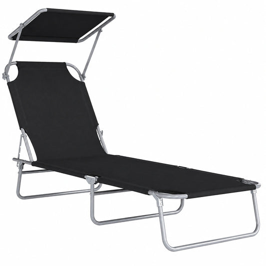 Chaise Longue Pliable Confortable avec Dossier R¨¦glable et Pare-Soleil