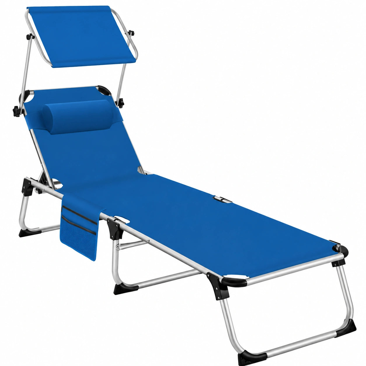 Chaise Longue Pliante pour Jardin et Plage avec Protection Solaire