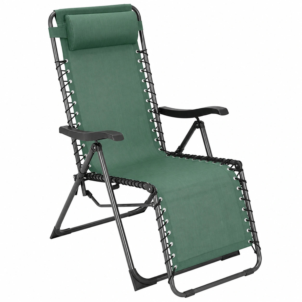 Fauteuil de Jardin Pliable Vert Olive avec Coussin