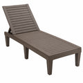 Chaise Longue de Jardin Réglable 5 Positions, Transat Plastique Effet Bois, Bain de Soleil pour Terrasse