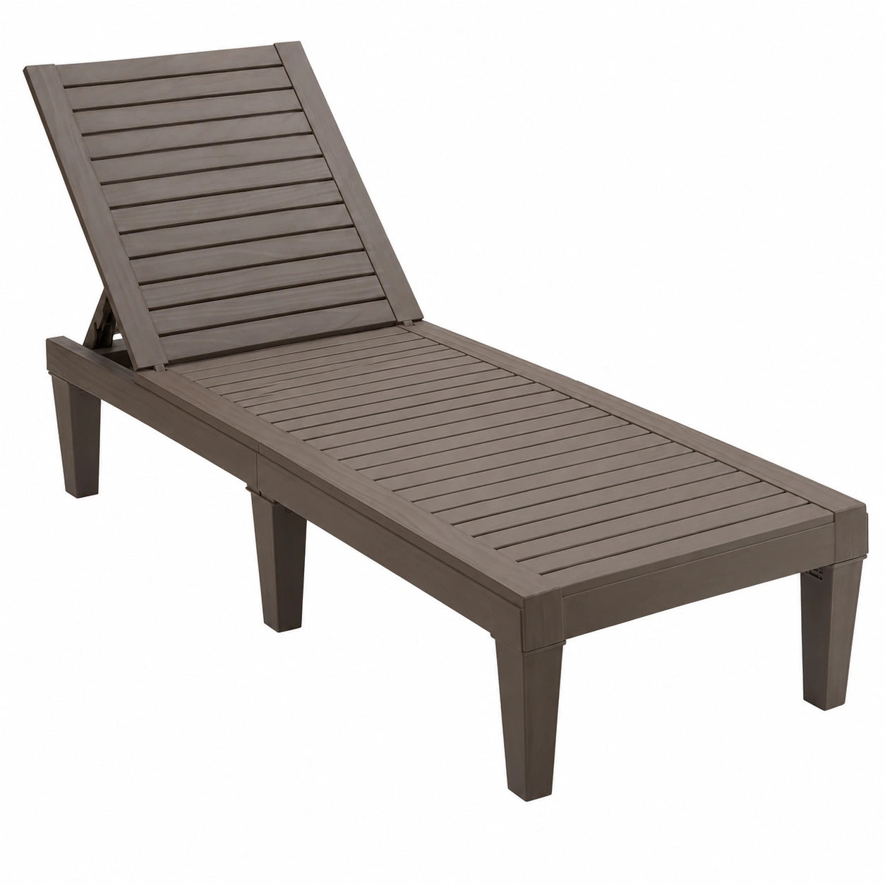 Chaise Longue de Jardin Réglable 5 Positions, Transat Plastique Effet Bois, Bain de Soleil pour Terrasse