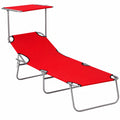 Chaise Longue Pliable Confortable avec Dossier Réglable et Pare-Soleil