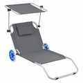 Chaises longues pliables en aluminium avec toit pare-soleil