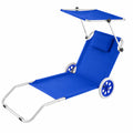 Chaise Longue de Plage Pliable avec Pare-Soleil Réglable
