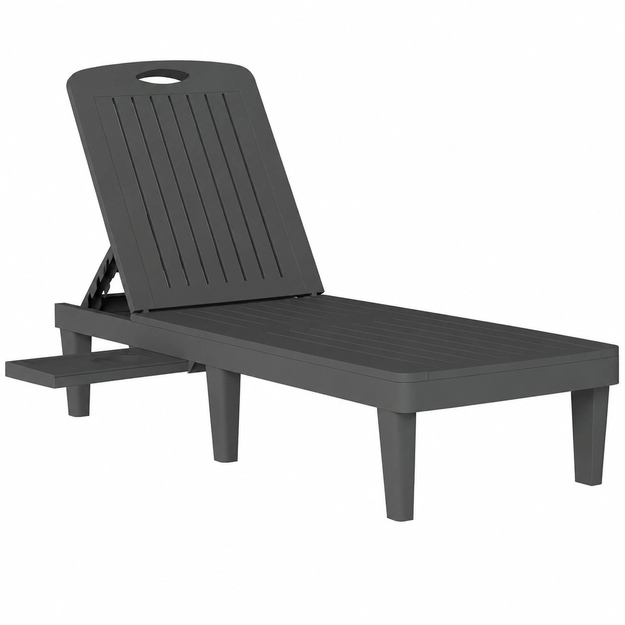 Ensemble de 2 chaises longues inclinables pour extérieur avec plateau latéral