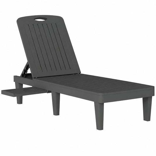 Ensemble de 2 chaises longues inclinables pour ext¨¦rieur avec plateau lat¨¦ral
