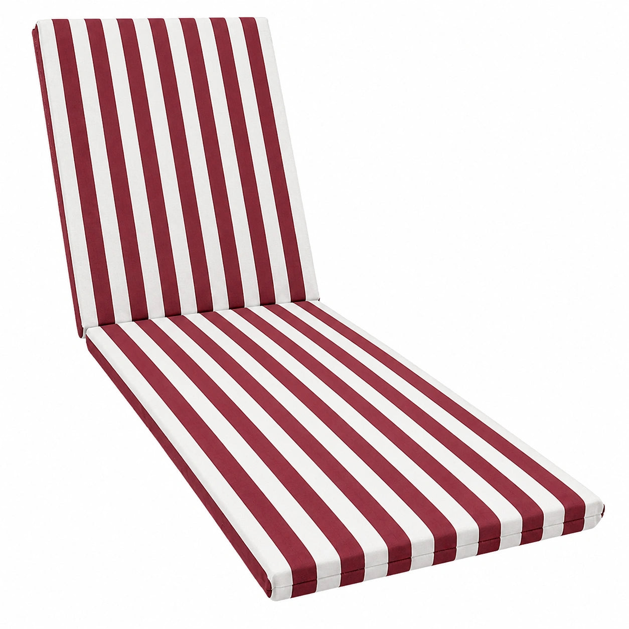Coussin Rembourré Amovible pour Chaise Longue, 190x60 cm, Coton, Blanc et Bordeaux