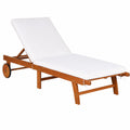Chaise Longue Pliante en Bois avec Dossier Réglable pour Jardin