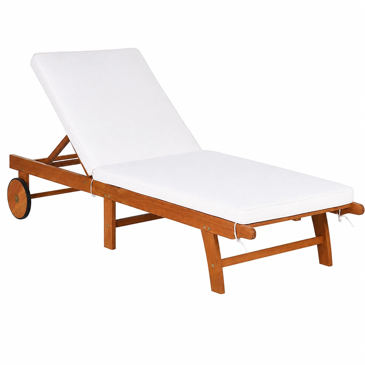 Chaise Longue Pliante en Bois avec Dossier Réglable pour Jardin