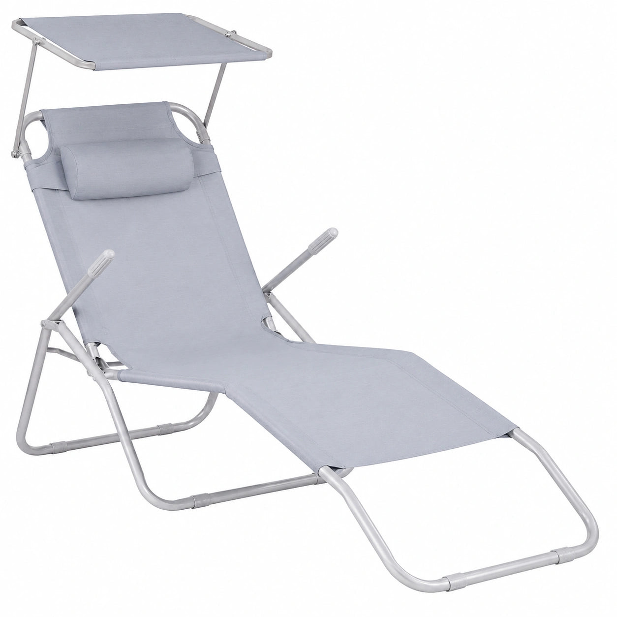 Chaise Longue Pliable avec Pare-Soleil et Dossier Réglable pour Jardin