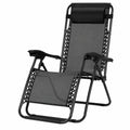 Lot de 2 chaises longues réglables avec table et coussins pour extérieur