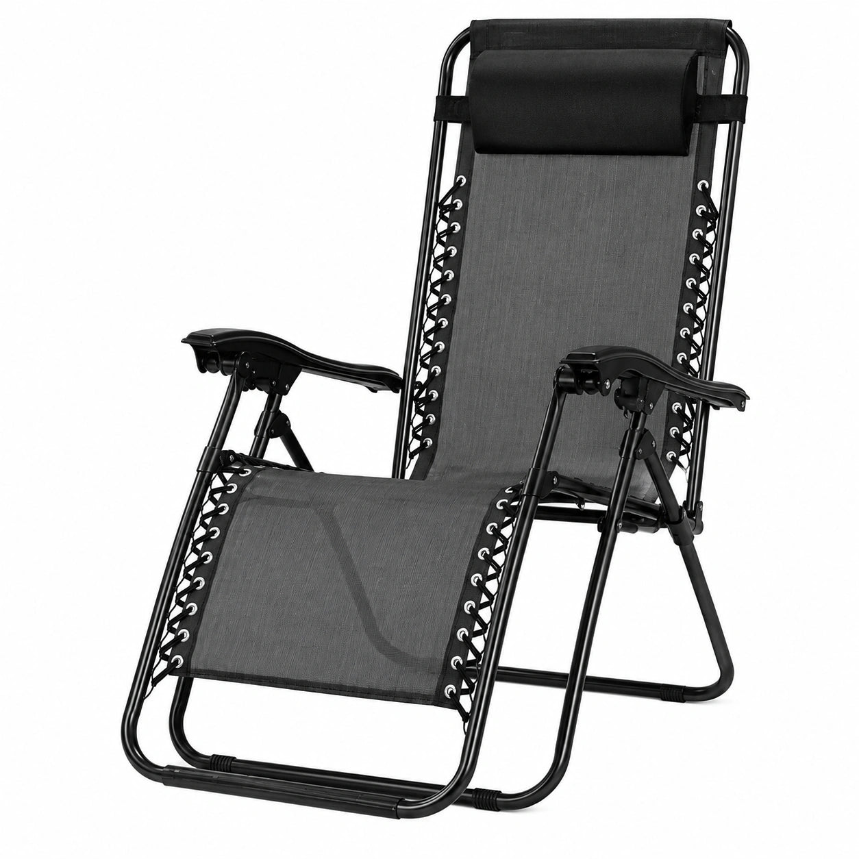 Lot de 2 chaises longues réglables avec table et coussins pour extérieur