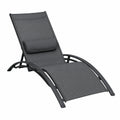 Lot de 2 chaises longues en aluminium anti-rouille avec table, réglables 5 positions, avec appuie-tête pour terrasse et piscine