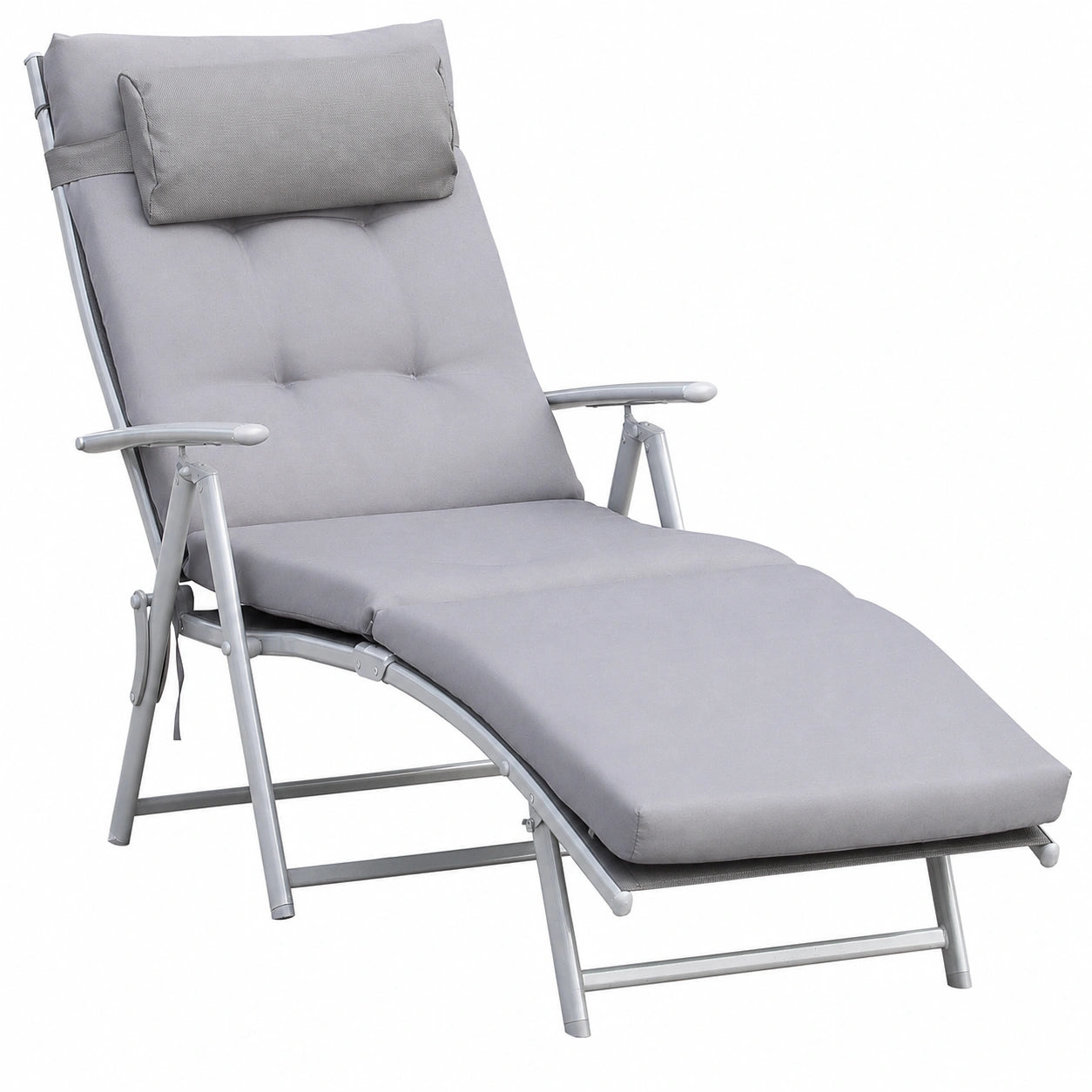 Chaise Longue Pliable avec Dossier Réglable et Matelas Confortable
