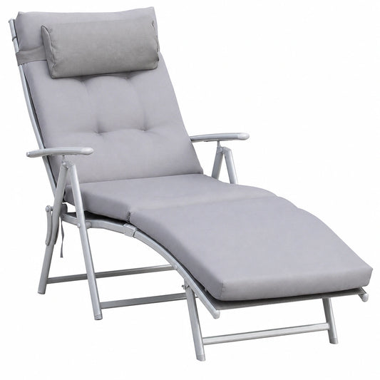 Chaise Longue Pliable avec Dossier R¨¦glable et Matelas Confortable
