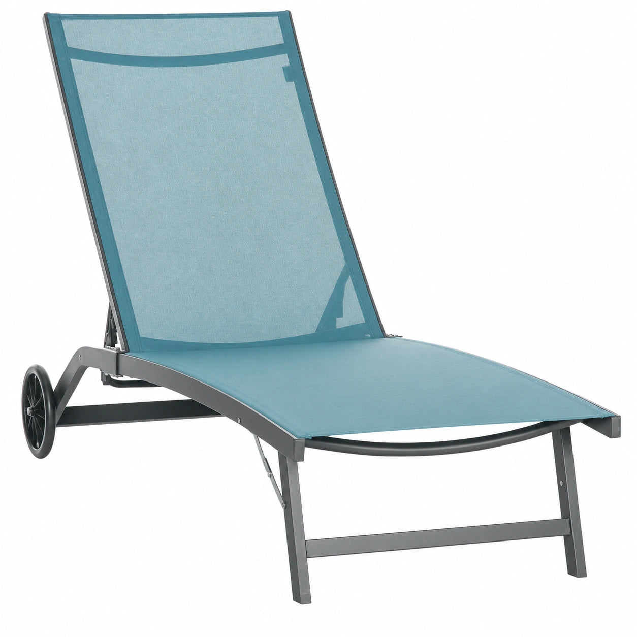 Lot de 2 chaises longues inclinables avec roulettes et dossier ajustable - Bleu