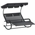 Chaise Longue Double avec Toit Solaire et Appuie-têtes Amovibles pour 2 Personnes
