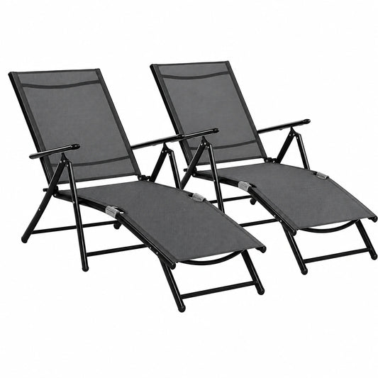 Lot de 2 Chaises Longues Pliables R¨¦glables pour Jardin et Piscine