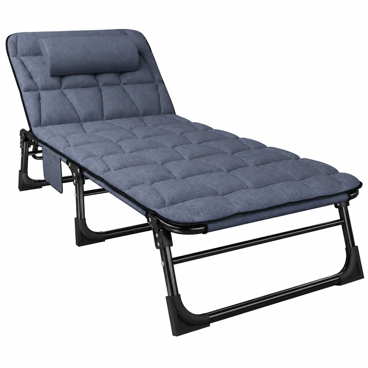 Chaise longue pliante avec dossier réglable, lit de camping portable pour jardin