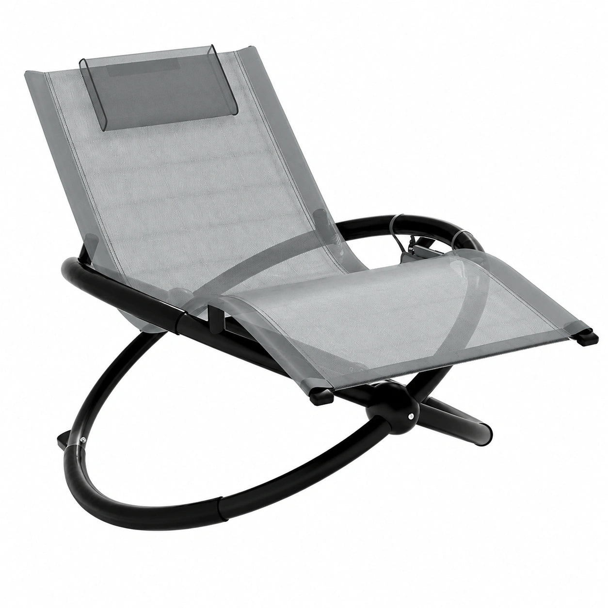 Chaise Longue Bascule Pliable avec Appui-tête, 160 KG, Gris