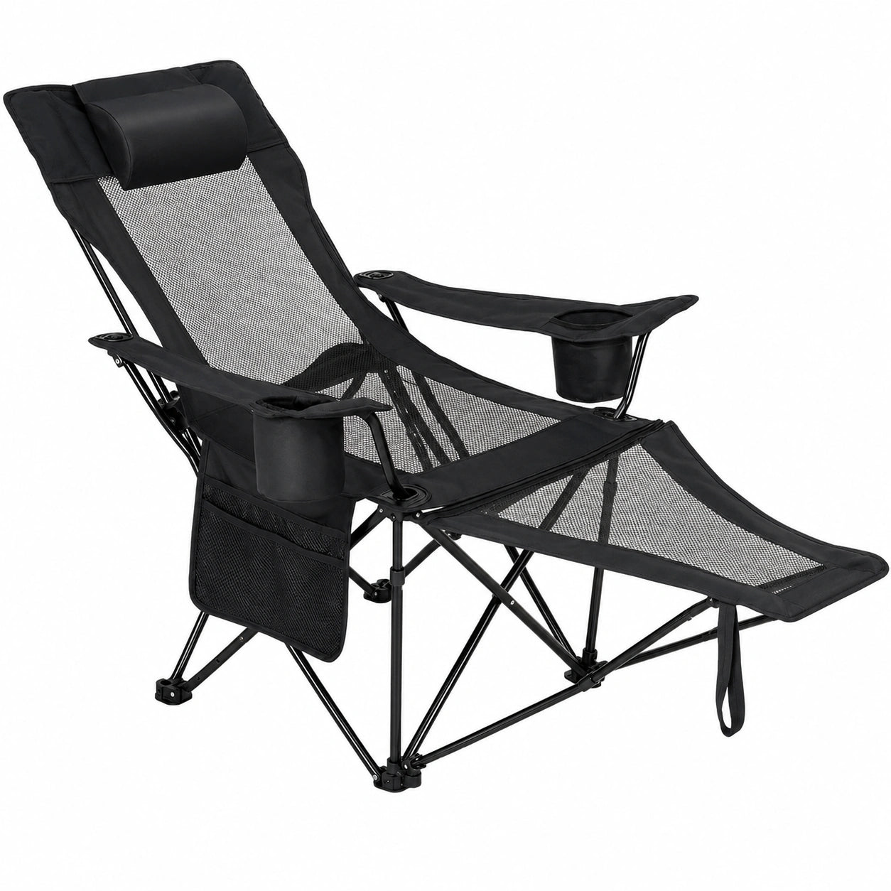 Chaise Longue de Camping Inclinable 4 Positions avec Repose-Pieds