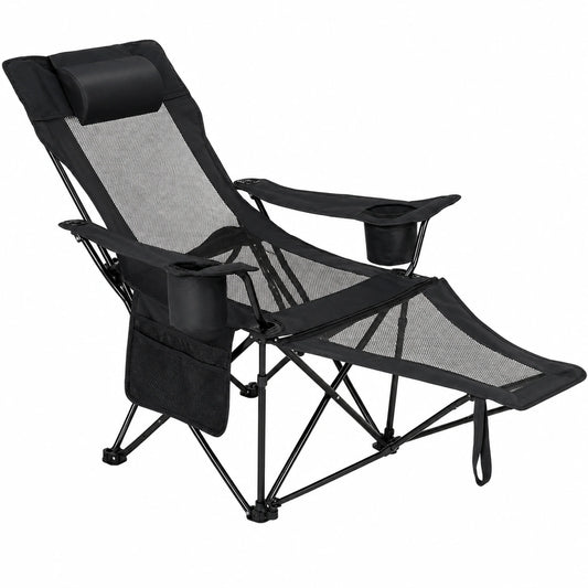 Chaise Longue de Camping Inclinable 4 Positions avec Repose-Pieds