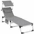Chaise Longue Pliante avec Pare-Soleil pour Jardin et Plage