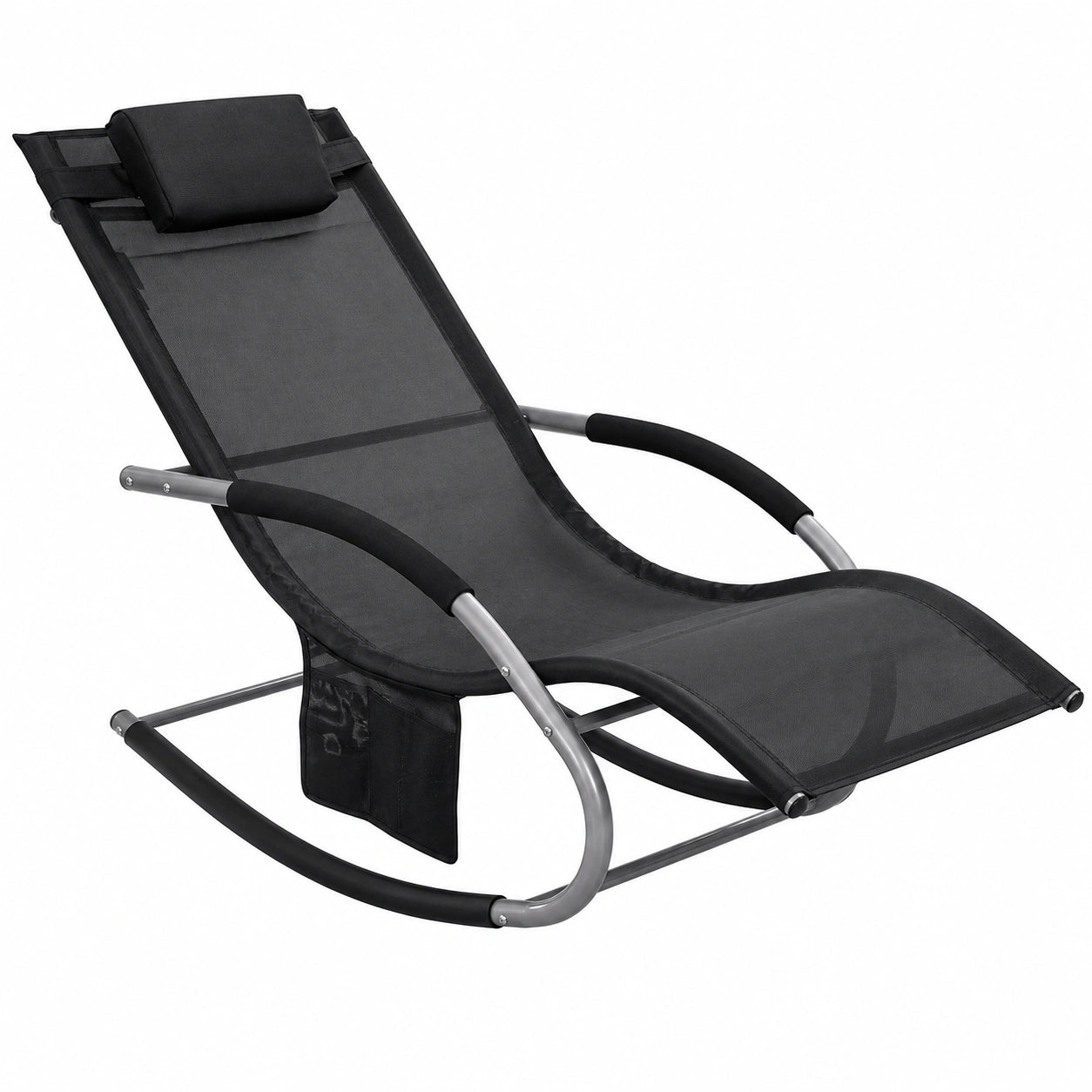 Lot de 2 transats pliables ergonomiques pour jardin et plage, noir