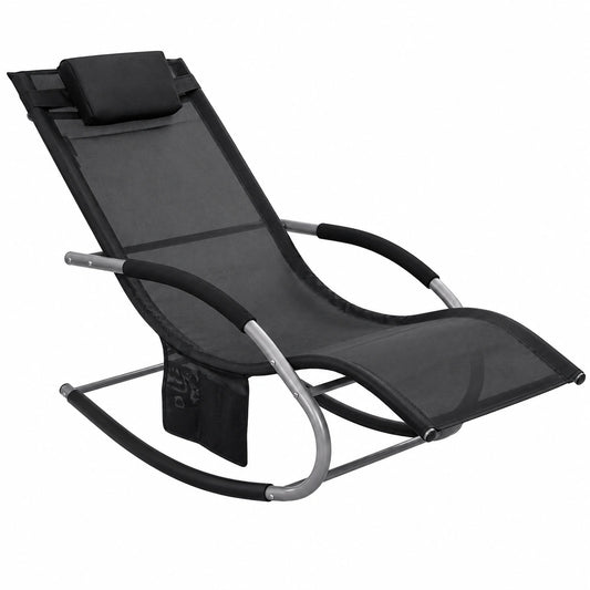 Lot de 2 transats pliables ergonomiques pour jardin et plage, noir